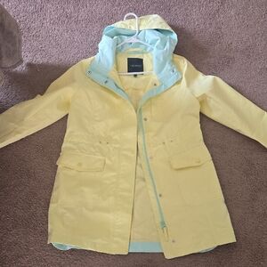 Talbots Lemon Raincoat with Aqua Lining